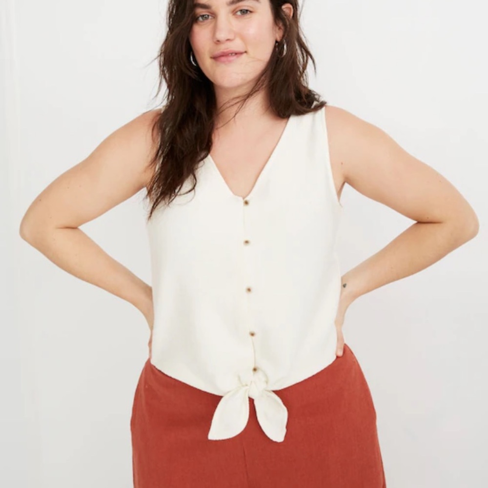 Madewell Cream Textured Sleeveless Top